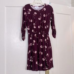 Floral maroon flowy dress, size small